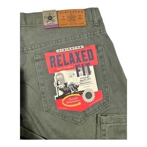 Vintage 90s Claiborne Men's Relaxed‎ Fit Jeans Olive Green Comfort 36L USA NWT